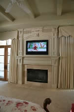 fireplace mantel flat panel TV