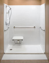 Large wheelchair accessible shower enclosure