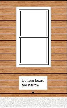 bottom siding board is too narrow