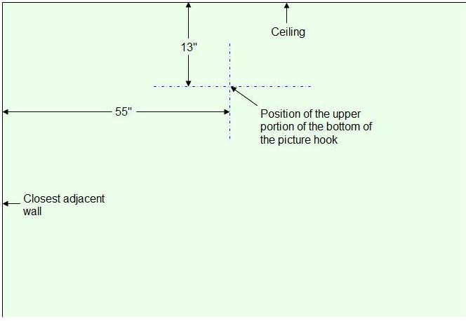 position of picture hook on wall