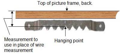 hanging point and measurement for sawtooth picture hanger