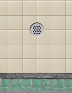 radiant electric heat under shower floor tile
