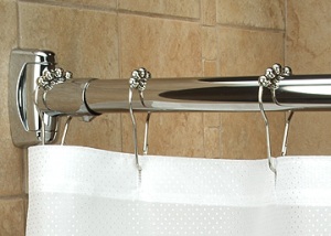 shower curtain rod mounted to ceramic tile