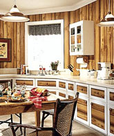 simulated wood paneling used in kitchen