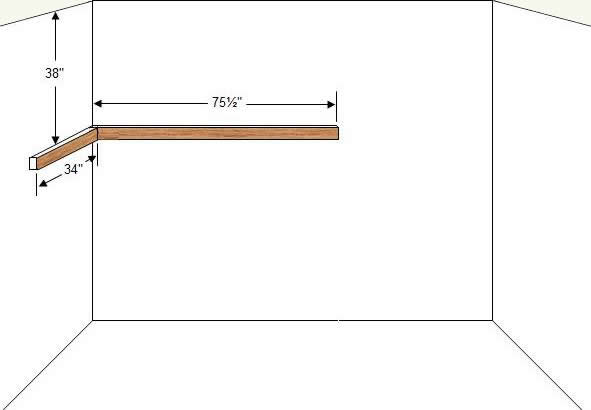 Mounting horizontal 2 x 4 lumber on back and side wall for loft bed