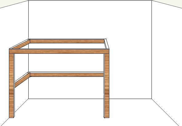 Horizontal side and back wall desk supports