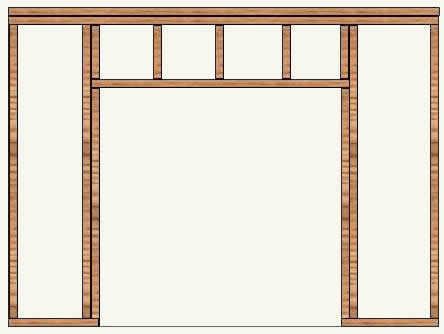 Rough-in framing for a pocket door in a non-supporting wall