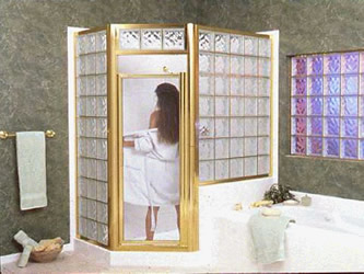 Glass blocks used to build a shower enclosure