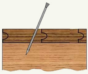 angle to drive nails into floor boards