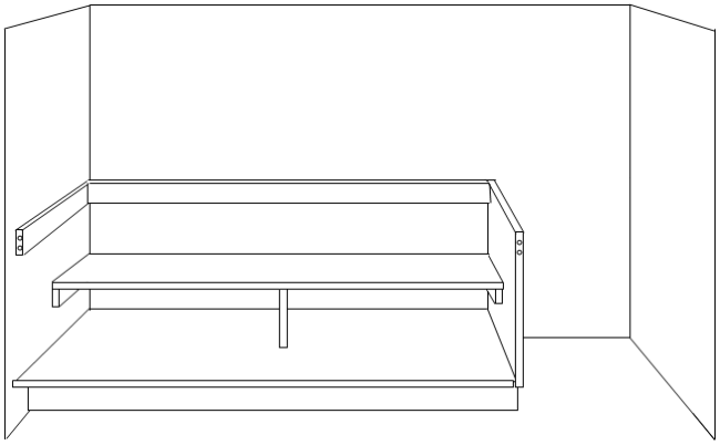 Adding a support leg to base cabinet shelf