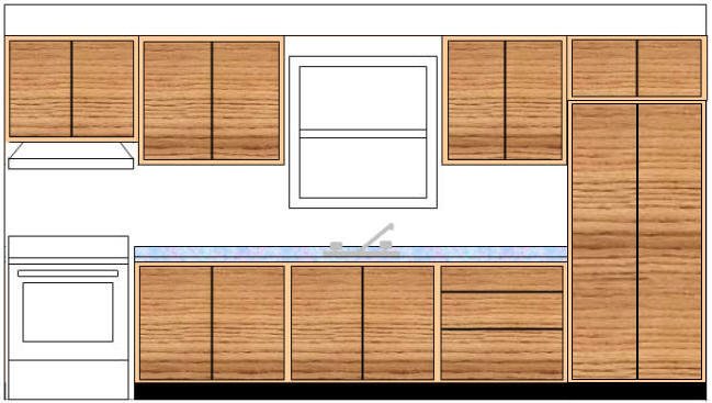 Floor to ceiling cabinet incorporated in kitchen cabinet plan