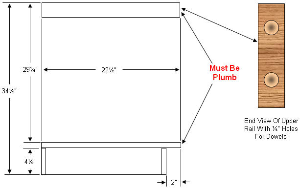 Positioning of base cabinet support rails